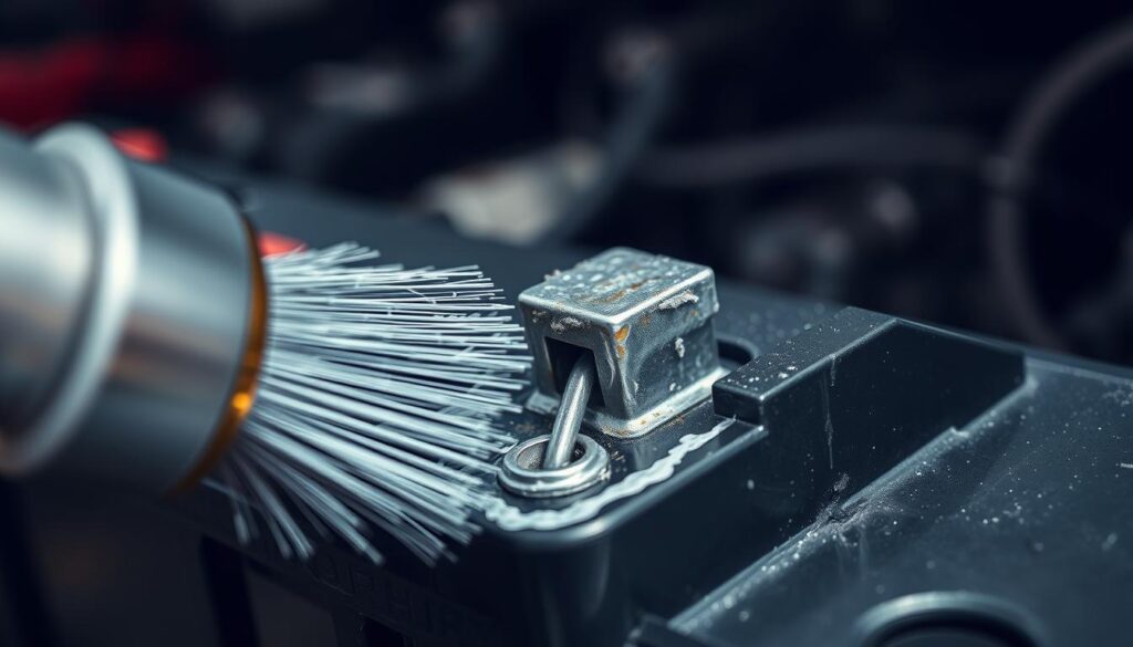 Limpeza de terminais de bateria automotiva